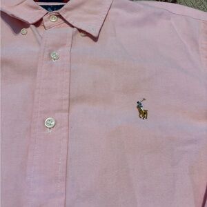 Ralph Lauren Pink Button-Down Oxford Shirt with Pony Logo